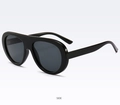 Fashion oversized square black frame sunglasses with dark grey lenses in 45-degree view - Bright Black / Gray