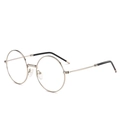 Monture de lunettes ronde rétro en métal doré avec bouts de branches noirs pour un look élégant - Monture argentée