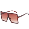 Oversized amber square sunglasses with brown gradient lenses on a white background - Double Tea (C3)