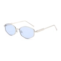 Retro irregular silver metal sunglasses with light blue lenses and wavy temples - Regular / Standard Silver Frame with Blue Lenses