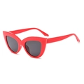 Fashionable cat eye sunglasses with bright red plastic frame and dark lenses - Red Frame Gray Lens