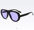 Fashionable oversized sunglasses with heavy black frame and purple tinted lenses - Bright Black Purple
