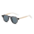 Retro round grey translucent sunglasses with visible gold metal frame inside temple - Regular / Standard (Incl. 13% VAT Invoice) Gray Frame Gray Lenses