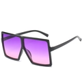 Oversized square sunglasses with purple pink gradient lenses and black glossy frame - Ready Stock / Standard (Incl. 13% VAT) Black Frame Purple Lenses