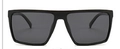 Men's polarized square frame sunglasses featuring a matte black finish and dark grey lenses - Bright Black / Gray
