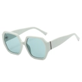 Occhiali da sole esagonali beige con lenti azzurre e dettagli in metallo argento - Montatura Verde Lenti Verde Chiaro