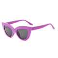 Fashionable oversized cat-eye sunglasses with glossy purple frame and dark grey lenses - Purple Frame Grey Lens