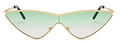 Fashionable cat-eye sunglasses with gold metal frame and green gradient lenses - Green
