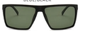 Men's polarized square sunglasses featuring a matte black frame and dark olive lenses - Black Frame Dark Green Lens