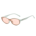 Retro mint green oval sunglasses with peach pink lenses and silver metal side accents - Green Frame Pink Lenses