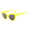 Bright yellow oversized cat-eye sunglasses with dark lenses for a retro fashion look - Lemon Yellow Frame / Grey Lens