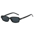 Classic black rectangular polarized sunglasses with silver rivets for a stylish look - Regular / Black Frame Grey Lens