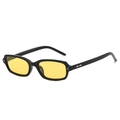 Vintage retro small square black frame sunglasses with yellow lenses for street style - Regular / Black Frame Yellow Lens