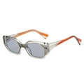Modern hexagonal sunglasses in transparent grey frame with vibrant orange temple arms - Trans Grey Frame Grey Lens (Orange Legs)