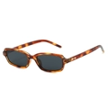 Classic tortoise shell rectangular sunglasses with dark grey lenses and silver rivets - Regular / Leopard Frame Grey Lens
