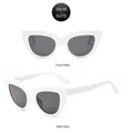 Cat eye oversized sunglasses with solid white frames and grey lenses in a stylish design - Solid White Frame Gray Lens