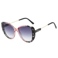 Occhiali da sole cat-eye moderni con montatura tartarugata rosa e lenti viola sfumate - Montatura Leopardata Rosa Lenti Doppio Grigio