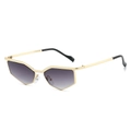 Occhiali da sole cat eye dorati poligonali con lenti sfumate dal grigio al viola Y2K - Montatura Oro Lenti Grigio Sfumato