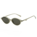 Retro oval sunglasses with translucent sage green frames and dark grey polarized lenses - Regular / Standard (Incl. 13% Tax) Green Frame / Green Lenses