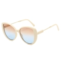 Cat-eye sunglasses with creamy beige frame and gradient brown to blue lenses - Beige Frame Brown Blue Lens