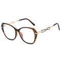 Montatura cat-eye tartarugata con aste in metallo dorato intrecciato da donna - Montatura Tartarugata Lente Chiara
