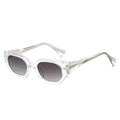 Chic transparent geometric sunglasses with grey gradient lenses and wide temples - Regular / Standard (Inc. 13% VAT) Clear Frame, Gradient Grey Lenses