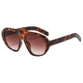 Fashionable tortoise shell aviator sunglasses with brown gradient lenses for men and women - Tortoiseshell Frame Brown Lens