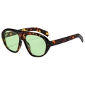 Retro oversized tortoiseshell aviator sunglasses with stylish light green tinted lenses - Bract Pattern Frame / Light Green Lens