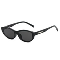 Occhiali da sole cat-eye neri lucidi con lenti scure e dettagli laterali in argento - Montatura Nera Lenti Grigie