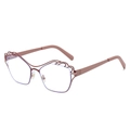 Irregular cloud-shaped rose gold metal frame glasses with red brown wave hollow design - Pink Frame Clear Lens