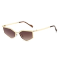 Y2K metal polygon sunglasses with gold frame and brown gradient lenses for women - Regular / Standard (Incl. 13% VAT) Gold Frame with Gradient Brown Lenses