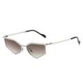 Y2K cyber metallic cat eye sunglasses with silver frames and gradient brown lenses - Regular / Regular (Incl. 13% VAT) Silver Frame Double Tea Lenses