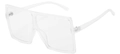 Trend white semi-transparent oversized square sunglasses with flat top visor lens - Ready Stock / Regular (Inc. 13% VAT) Matte White Frame with White Lenses