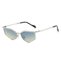 Silver polygonal metal cat eye sunglasses with blue and yellow gradient lenses - Regular / Regular (Incl. 13% VAT) Silver Frame Green-Yellow Lenses