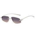 Frameless polygonal sunglasses with silver metal temples and gradient tint lenses - Regular / Silver Frame Grey Tea Lens
