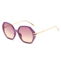 Lunettes de soleil géométriques violettes avec verres dégradés et branches dorées - Standard / Lunettes à verres rose violacé monture violette standard