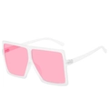 Oversize square sunglasses with matte white translucent frame and pink lenses - Ready Stock / Standard Matte White Frame with Pink Lenses