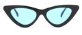 Lunettes de soleil œil-de-chat rétro avec monture noire et verres bleus vibrants - En stock / Régulier (incl. TVA 13 %) monture noire verres bleus