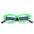 Occhiali con montatura spessa irregolare verde e blu con lenti anti-luce blu - Cornice Verde Trasparente