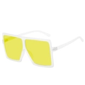 Oversized square sunglasses featuring translucent white frames and vibrant yellow lenses - Ready Stock / Standard Matte White Frame with Yellow Lenses