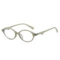 Retro translucent light grey-green oval glasses with blue light blocking lenses - Jelly Green Frame