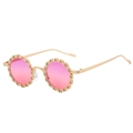 Lunettes fleur chic avec monture chaîne dorée et verres roses dégradés pour femme - Standard / Standard monture dorée et verres roses
