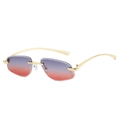Frameless polygonal sunglasses with purple to orange gradient lenses and gold metal temples - Regular / Regular (Includes 13% VAT) Gold Frame with Grey Pink Lenses