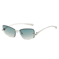 Lunettes de soleil œil de chat sans monture avec verres dégradés bleus et branches argent - Standard / Régulier (TVA 13 % incluse) monture argentée avec verres dégradés verts