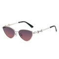 Lunettes de soleil œil de chat monture argentée et verres dégradés violets pour femmes - Monture Argentée Verres Violet Rose