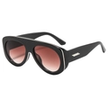 Vintage oversized black aviator sunglasses with gradient brown lenses on white background - Glossy Black Frame Double Tea Lenses