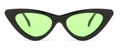Lunettes de soleil œil de chat rétro avec monture noire et verres vert fluo - En stock / Standard (TVA de 13 % incl.) monture noire et verres vert foncé