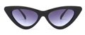 Lunettes de soleil œil de chat monture noire brillante et verres dégradés violets - En stock / Monture noire standard avec verres gris double