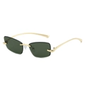 Chique randloze cat-eye zonnebril met donkergroene glazen en gouden metalen montuur - Gouden Frame Donkergroene Lenzen