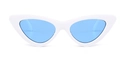 Lunettes de soleil œil de chat rétro avec monture blanche et verres bleu clair - En stock / Monture blanche standard verres bleus